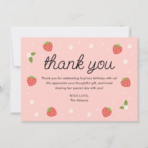 Strawberry Birthday Party Thank You Card