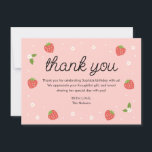 Strawberry Birthday Party Thank You Card<br><div class="desc">Strawberry-themed thank you cards. Easily add your personal message thanking guests!</div>