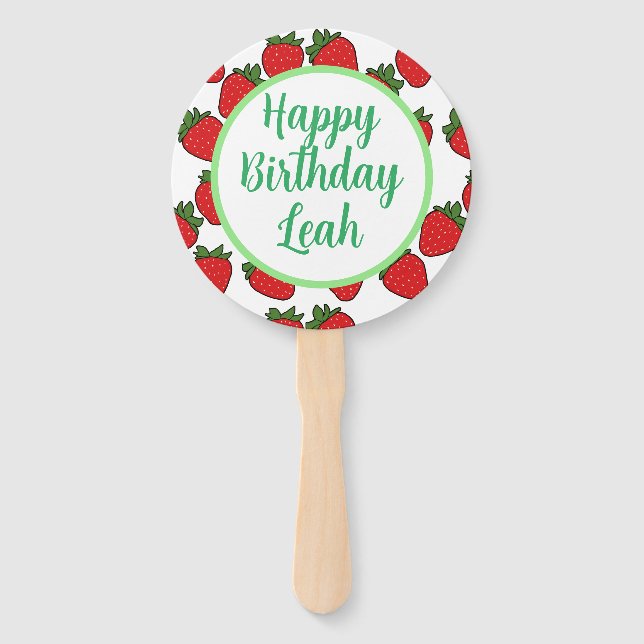 Strawberry Birthday Party Theme    Hand Fan (Front)