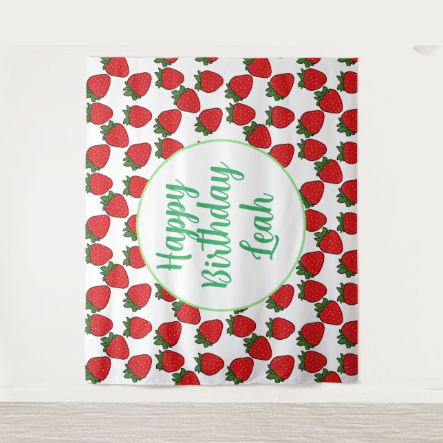 Strawberry Birthday Party Theme    Tapestry (Front)