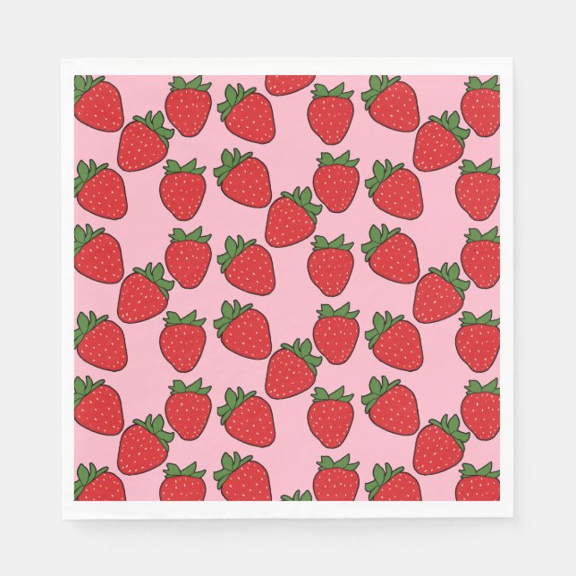 Strawberry Birthday Party Theme  Wrapping Paper Napkins (Front)