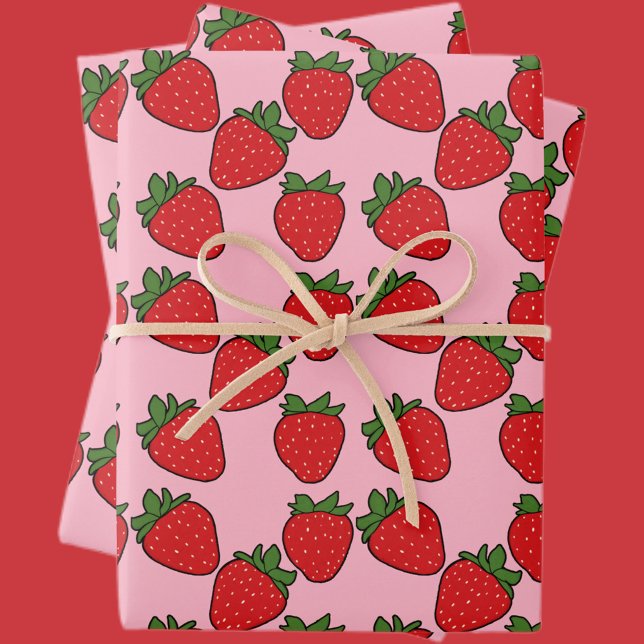 Strawberry Birthday Party Theme  Wrapping Paper Sheets (Creator Uploaded)