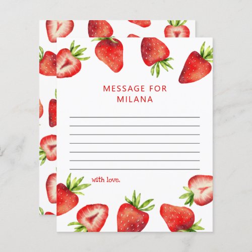 Strawberry Birthday Party Time Capsule Note Card