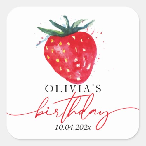 Strawberry Birthday personalised Favor Gift Tag 