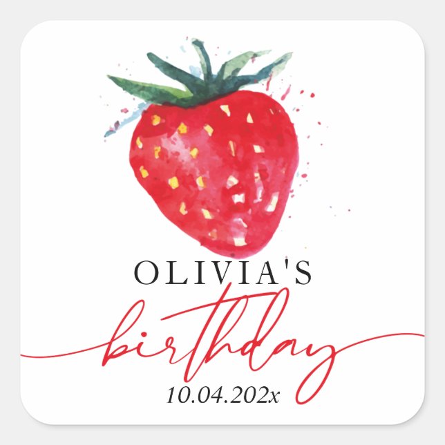 Strawberry Birthday personalised Favor Gift Tag  (Front)