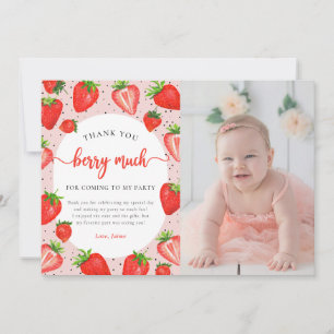 Strawberry Birthday Photo Thank You Berry Much Card
