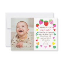 Strawberry Birthday Photo Thank You Card