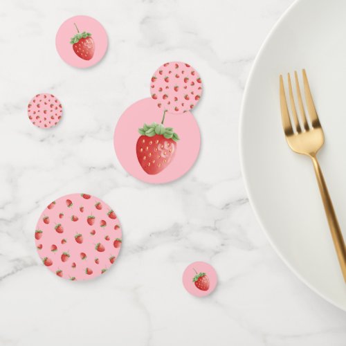 Strawberry Birthday Pink Confetti