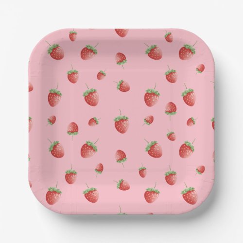 Strawberry Birthday Pink Paper Plates