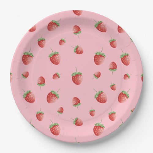 Strawberry Birthday Pink Paper Plates