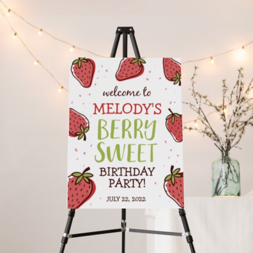 Strawberry Birthday Poster  Berry First Poster