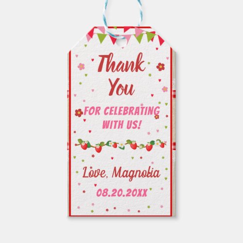 Strawberry Birthday Red Camco Blanket Sweet Party Gift Tags