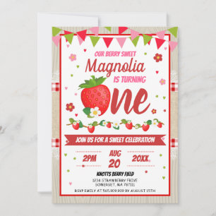 Strawberry Birthday Red Camco Blanket Sweet Party Invitation