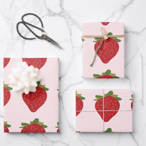 Strawberry Birthday Summer Strawberries Wrapping Paper Sheets