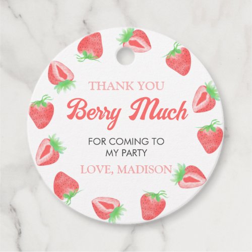 Strawberry Birthday Thank You Berry Much Favor Tags