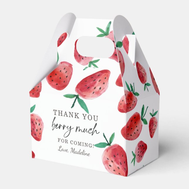 Strawberry Birthday Thank You Berry Much Sweet Favor Boxes (Front Side)