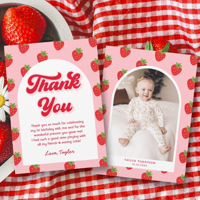 Strawberry Birthday  Thank You Card (Creator Uploaded)