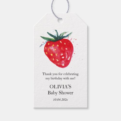 Strawberry Birthday Thank you Favor Gift Tag 