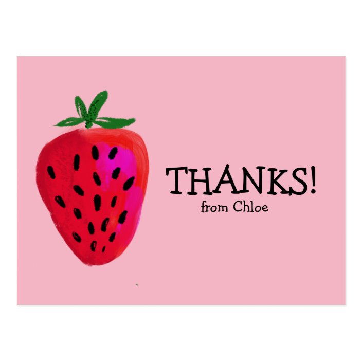 Strawberry Birthday Thank You Post Card