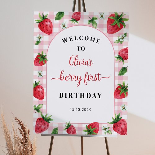 Strawberry Birthday Welcome Sign Berry Sweet