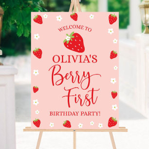 Strawberry Birthday Welcome Sign Berry Sweet Decor