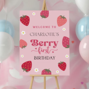 Strawberry Birthday Welcome Sign Berry Sweet Decor