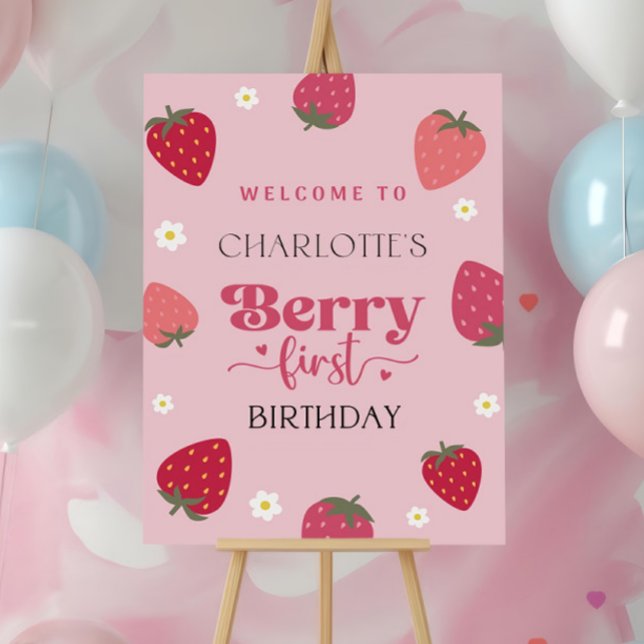Strawberry Birthday Welcome Sign Berry Sweet Decor (Creator Uploaded)