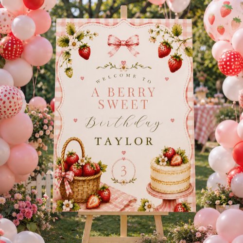 Strawberry Birthday Welcome Sign Template