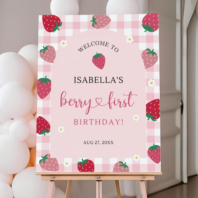 Strawberry Birthday Welcome Sign Template, Berry  (Creator Uploaded)