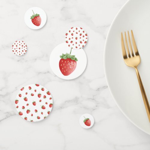 Strawberry Birthday White Confetti