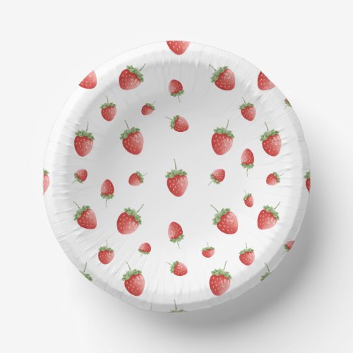 Strawberry Birthday White Paper Bowls