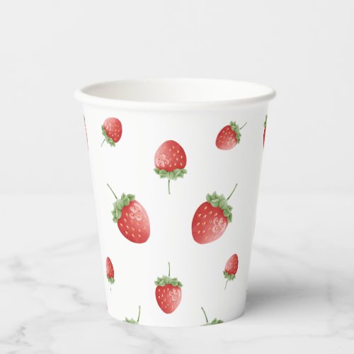 Strawberry Birthday White Paper Cups