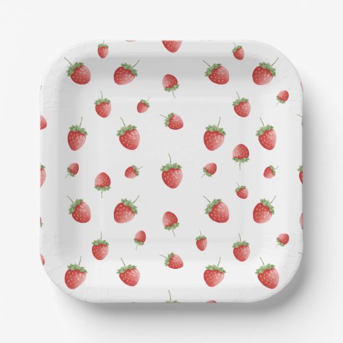 Strawberry Birthday White Paper Plates