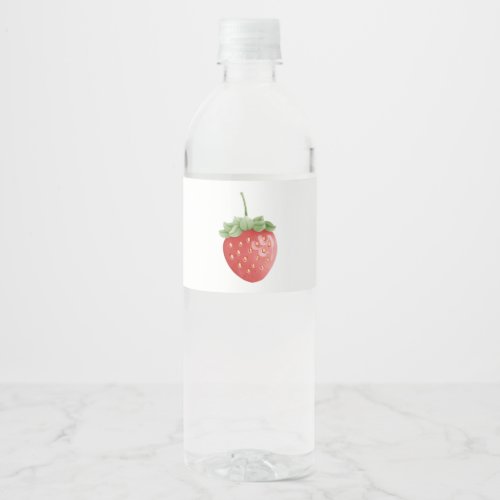 Strawberry Birthday White Water Bottle Label