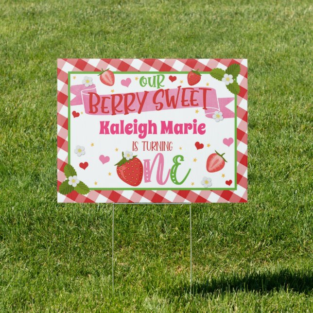 Strawberry Birthday Yard Sign (Insitu)