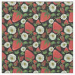 Strawberry Black Floral Pattern Fabric