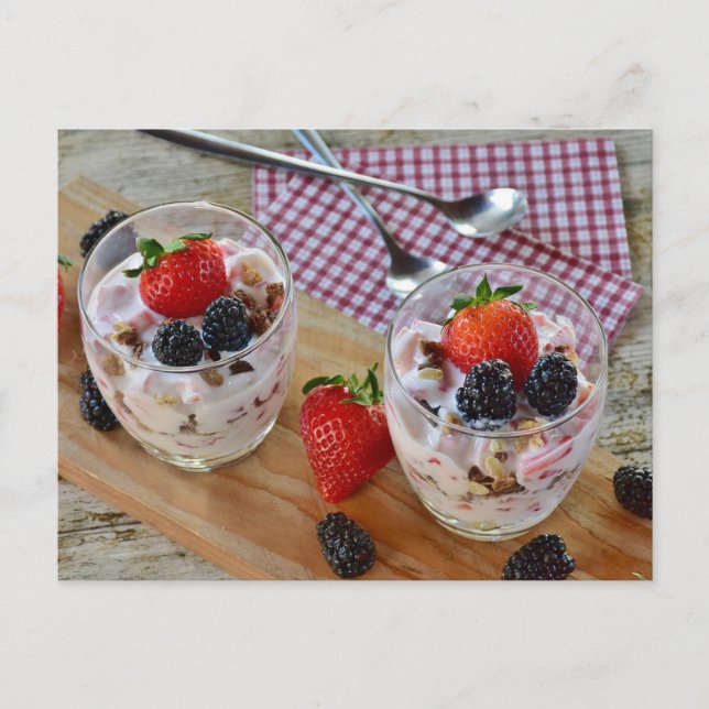 Strawberry blackberry dessert sweets postcrossing postcard (Front)