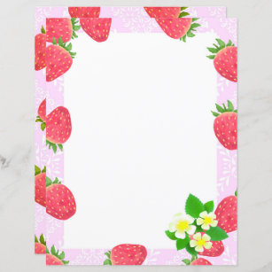 Strawberry Blank Pink Stationery Paper