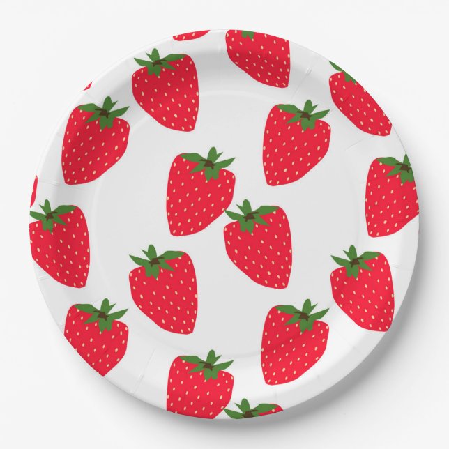 Strawberry bliss, fresh fruit pattern paper plates (Front)