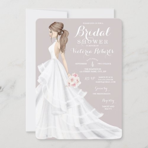 Strawberry Blonde Bride Wedding Gown Bridal Shower Invitation