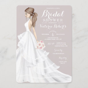 Strawberry Blonde Bride Wedding Gown Bridal Shower Invitation