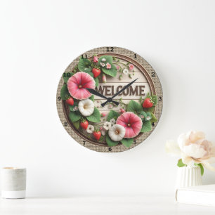 Strawberry Bloom Welcome Farm Clock