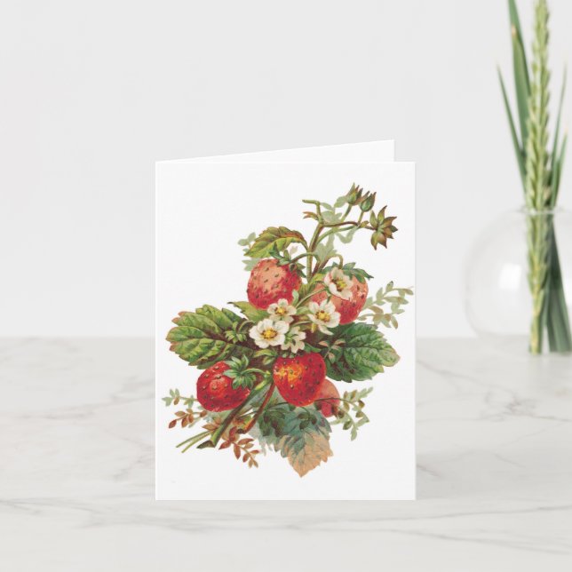 Strawberry Blooms Customizable Card (Front)