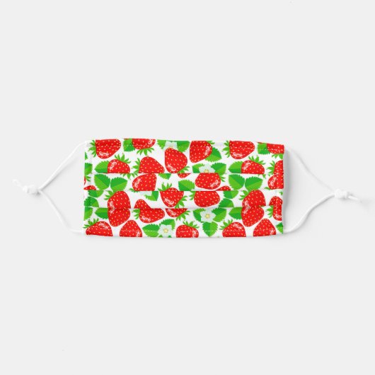 Strawberry Blooms Cute Spring Floral Fruit Adult Cloth Face Mask (Front, Folded)