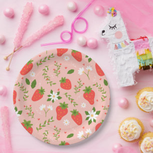 Strawberry Blossom Party Paper Plates