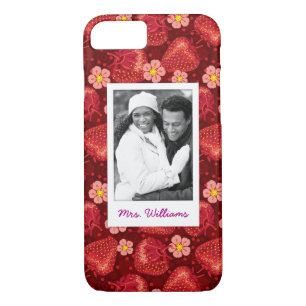 Strawberry Blossom Pattern Monogram iPhone 8/7 Case