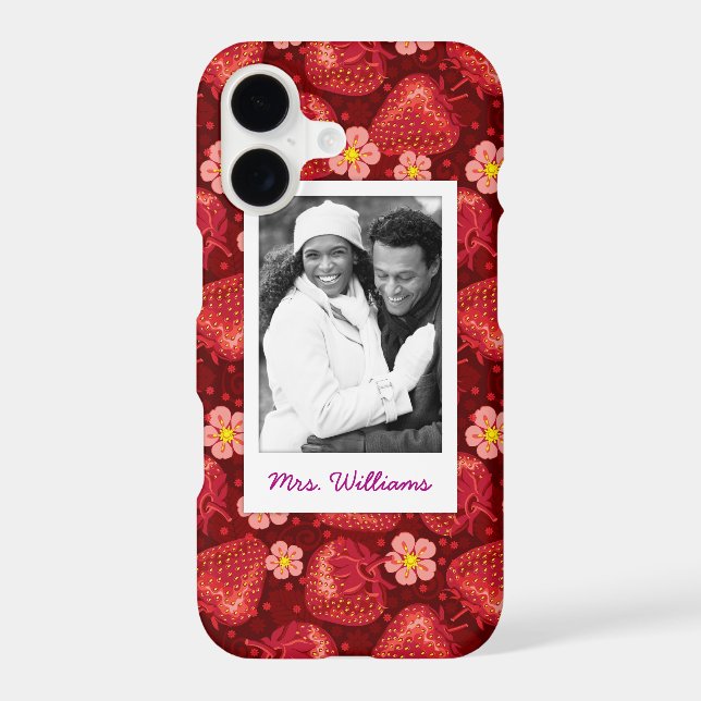 Strawberry Blossom Pattern | Monogram Iphone Case (Back)