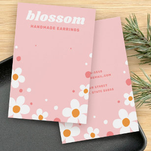 Strawberry blossom retro font pink earring card