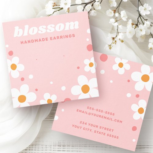 Strawberry blossom retro font pink earring card