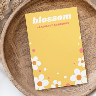 Strawberry blossom retro font yellow earring card